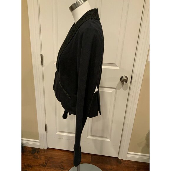 Free People Black Jacket W/ Floral Lace Lapel, Size Large - Picture 5 of 9